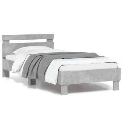 Bedframe met hoofdbord en LED-verlichting betongrijs 90x190 cm Bedframe met hoofdbord en LED-verlichting betongrijs 90x190 cm