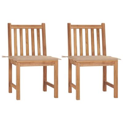 Tuinstoelen 2 st met kussens massief teakhout