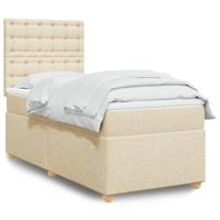 Boxspring met matras stof crèmekleurig 90x190 cm - thumbnail