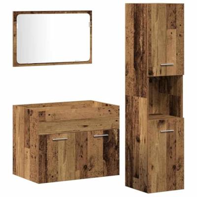 Badkamermeubelset Wandgemonteerd 3 pcs Oud Hout Bewerkt hout