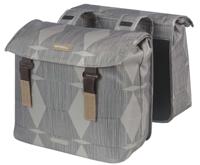 Basil elegance dubbele fietstas, chateau taupe, gerecycled pet, universal bridge, 40-49l - thumbnail