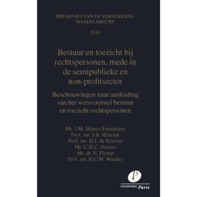 Bestuur en toezicht bij rechtspersonen, mede in de semi-publieke en non-profit sector (Paperback)