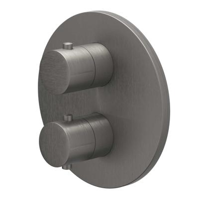 Afbouwdeel IVY Bond Inbouwthermostaat 1 Stopkraan Met Rond Rozet Geborsteld Metal Black PVD IVY