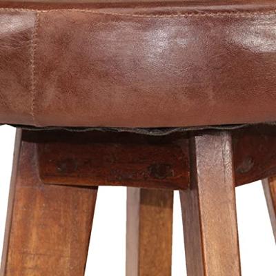 VidaXL Barstoelen 2 st echt leer en massief acaciahout