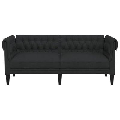 Tweezitsbank Chesterfield-stijl stof zwart