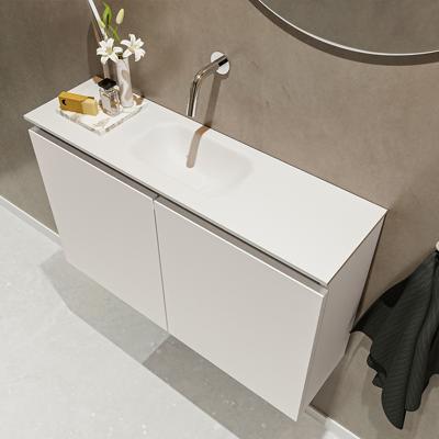 MONDIAZ TURE 80cm toiletmeubel linen. EDEN wastafel talc midden geen kraangat