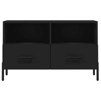 Tv-meubel 80x36x50 cm bewerkt hout zwart - thumbnail