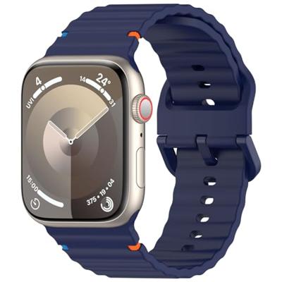 By Qubix - Wave sportband - Donkerblauw - Compatible met Apple Watch 38mm / 40mm / 41mm / 42mm - Compatible Apple watch bandjes