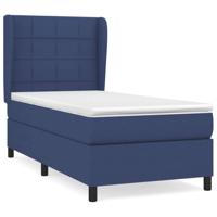 Boxspring met matras stof blauw 90x190 cm - thumbnail