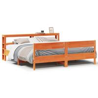 Bedframe zonder matras massief grenenhout wasbruin 200x200 cm - thumbnail