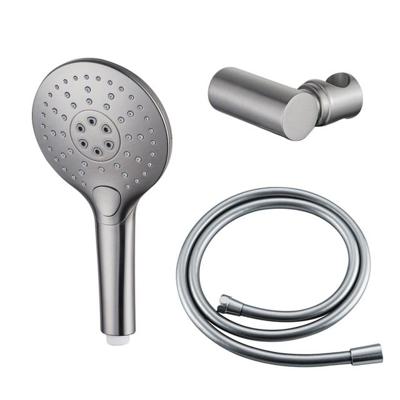 Fortifura Calvi Handdoucheset - Ø12 - rond - 3 straalsoorten - met houder - met gladde slang - 150cm - Geborsteld RVS PVD (RVS) SW799447/SW720566/SW728177