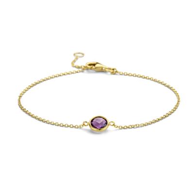 Armband geelgoud-amethist paars 1,2 mm 16,5 - 19 cm