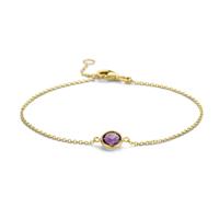 Armband geelgoud-amethist paars 1,2 mm 16,5 - 19 cm - thumbnail