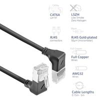 ACT Zwarte 5 meter U/FTP CAT6A LSZH Slimline patchkabel met RJ45 connectoren 90° haaks beneden naar - thumbnail