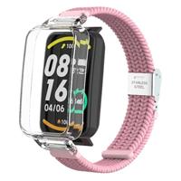 By Qubix - Braided nylon bandje met case - Roze - Xiaomi Smart band 7 Pro - thumbnail