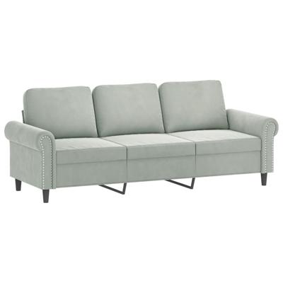3-delige Loungeset met kussens fluweel lichtgrijs