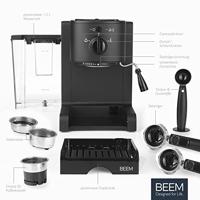BEEM 03270 Espressomachine met filterhouder Zwart (mat) 1470 W Warmhoudfunctie, Met melkopschuimer - thumbnail