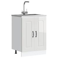 Spoelbakonderkast Kalmar 60x46x81,5cm bewerkt hout hoogglanswit - thumbnail