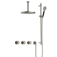 Hotbath Cobber - CW7067 - Inbouw Regendoucheset - Geborsteld Nikkel - 2 Stopkranen - Thermostatisch - Plafondbuis 15 cm - Hoofddouche 300 mm - Ronde Handdouche 3 Standen - Glijstang 900 mm - met M106 - Waterbesparend - thumbnail