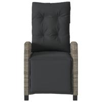 Tuinstoel verstelbaar met voetensteun poly rattan grijs - thumbnail