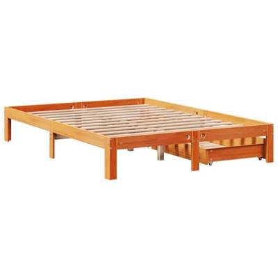 Bedframe met lades massief grenenhout wasbruin 120x190 cm