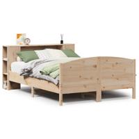 Bed met boekenkast zonder matras massief grenenhout 200x200 cm - thumbnail
