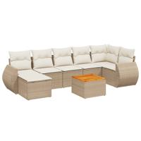 8-delige Loungeset met kussens poly rattan beige - thumbnail