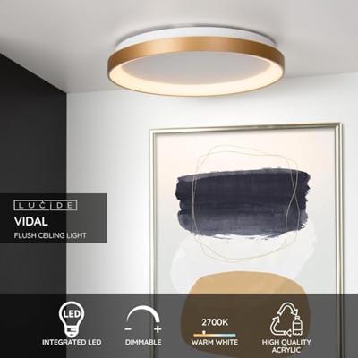Lucide VIDAL - Plafonnière - Ø 48 cm - LED Dimb. - 1x38W 2700K - Mat Goud / Messing