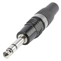 Hicon HI-J63SP-B Jackplug 6,35 mm Stekker, recht Aantal polen: 3 Stereo Zwart, Zilver 1 stuk(s) - thumbnail