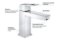 GROHE Eurocube waterbesparende wastafelkraan medium 28mm met temperatuurbegrenzer chroom 23446000 - thumbnail
