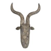 Houten beeld hertenkop 37x22x48 cm muurdecoratie - thumbnail