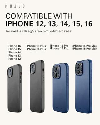 Mujjo Magsafe lederen card portomonee stand - Monaco Blue Mujjo Magsafe lederen card portomonee stand - Monaco Blue