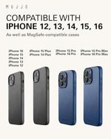 Mujjo Magsafe lederen card portomonee stand - Monaco Blue - thumbnail