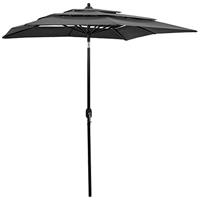 VidaXL Parasol 3-laags met aluminium paal 2x2 m antracietkleurig - thumbnail