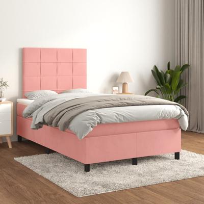 Boxspring met matras fluweel roze 120x200 cm - thumbnail