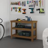 VidaXL Werkbank 110,5x50x80 cm massief grenenhout honingbruin - thumbnail
