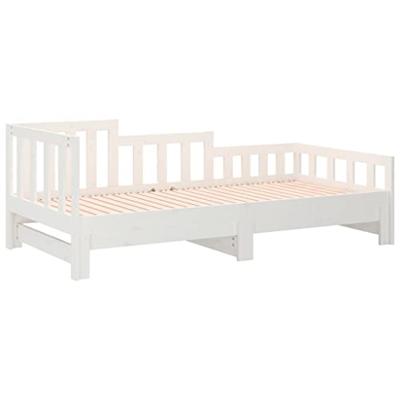Slaapbank uitschuifbaar 2x(90x190) cm massief grenenhout wit - thumbnail