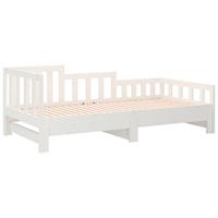 Slaapbank uitschuifbaar massief grenenhout wit 2x(90x200) cm - thumbnail
