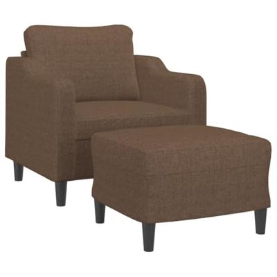 Fauteuil met voetenbank 60 cm stof bruin