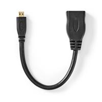 High Speed HDMI-kabel met Ethernet | HDMI-micro-connector - HDMI female | 0,2 m | Zwart - thumbnail