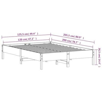 Bedframe zonder matras massief grenenhout wasbruin 120x200 cm