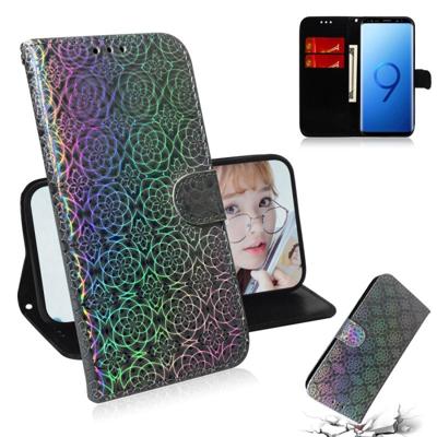 Voor Galaxy S9 effen kleur kleurrijke magnetische Buckle horizontale Flip PU lederen draagtas met houder & kaartsleuven & portemonnee & Lanyard (zilve