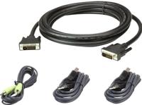 ATEN KVM Aansluitkabel [1x DVI-D-stekker, USB-A 2.0 stekker, Jackplug male 3,5 mm - 1x DVI-D-stekker, USB 2.0 bus A, Jackplug male 3,5 mm] 3.00 m Zwart - thumbnail