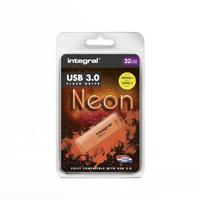 Integral Neon USB 3.0 stick, 32 GB, oranje - thumbnail
