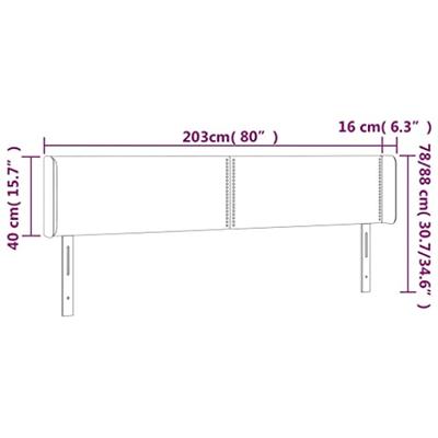 Hoofdbord met randen 203x16x78/88 cm kunstleer grijs