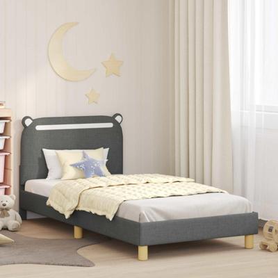 Bedframe voor kinderen met hoofdbord Donkergrijs 90 x 190 cm