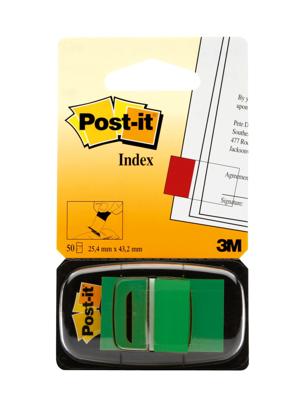 Post-it index standaard, ft 24,4 x 43,2 mm, houder met 50 tabs, groen