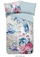 Descanso Dekbedovertrek "bloemen" - Grijs - (140x200/220 cm) - Biologisch Katoen satijn - thumbnail