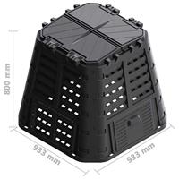 Compostbak 480 L 93,3x93,3x80 cm zwart - thumbnail