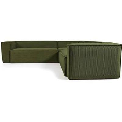 Kave Home 4-zits Hoekbank 'Blok' Rib, kleur Donkergroen Kave Home 4-zits Hoekbank 'Blok' Rib, kleur Donkergroen